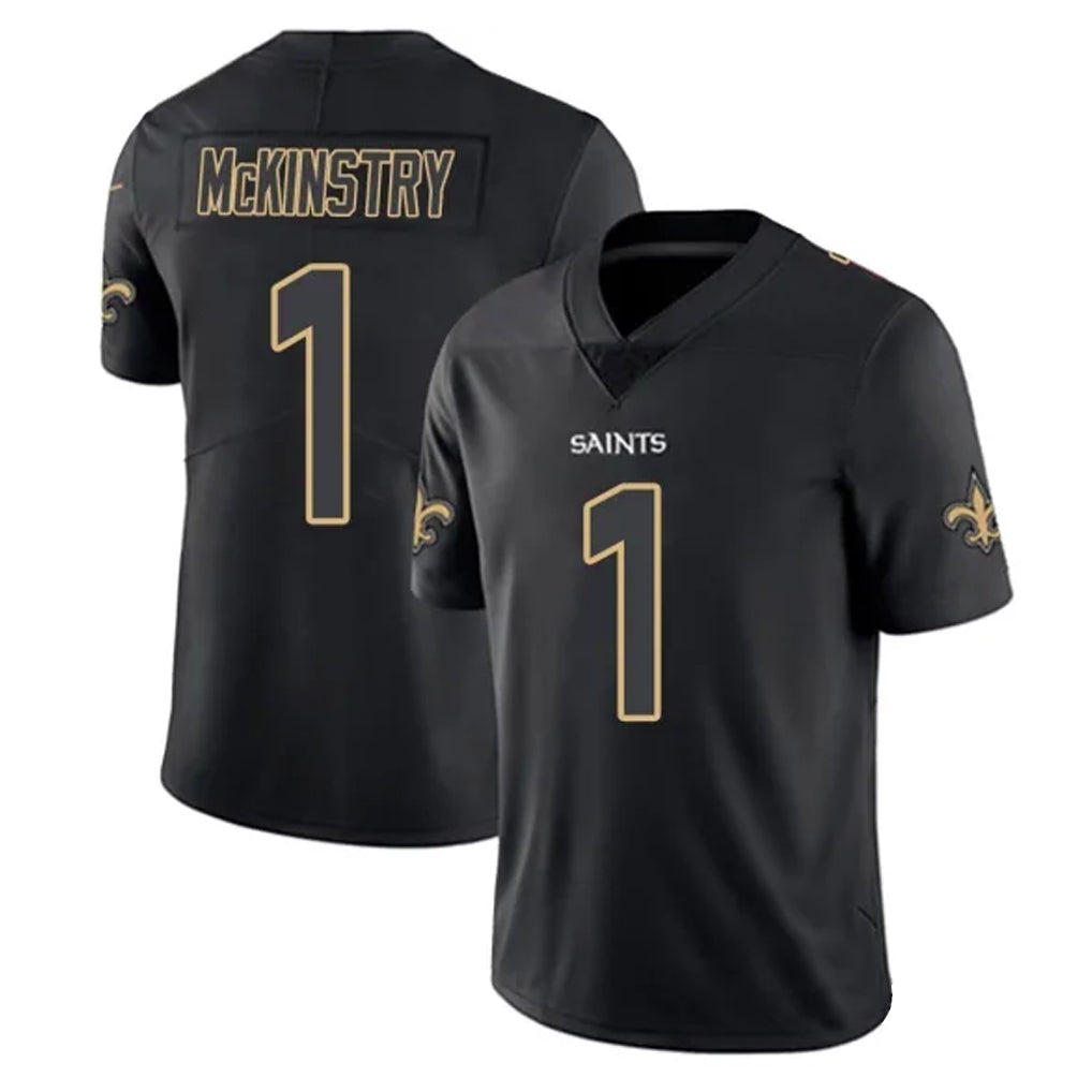 Parkc NO.Saints #1 Kool-Aid McKinstry Player Black Impact Limited Home Game Stitched Jerseys