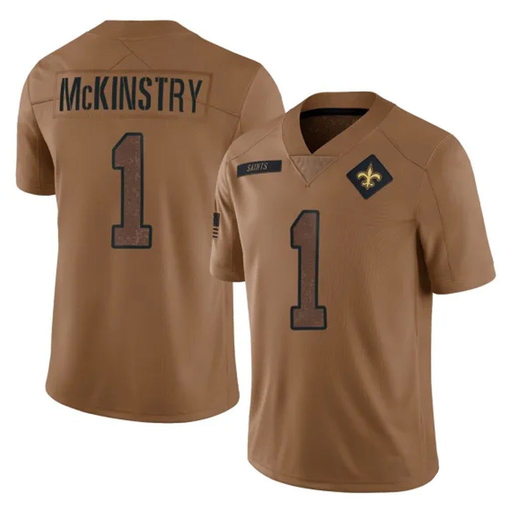 Parkc NO.Saints #1 Kool-Aid McKinstry Player Brown Salute To Service Limited Stitched Jerseys