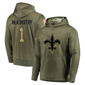 Parkc NO.Saints #1 Kool-Aid McKinstry Player Olive Salute to Service Pullover Hoodies Home Game Stitched Jerseys