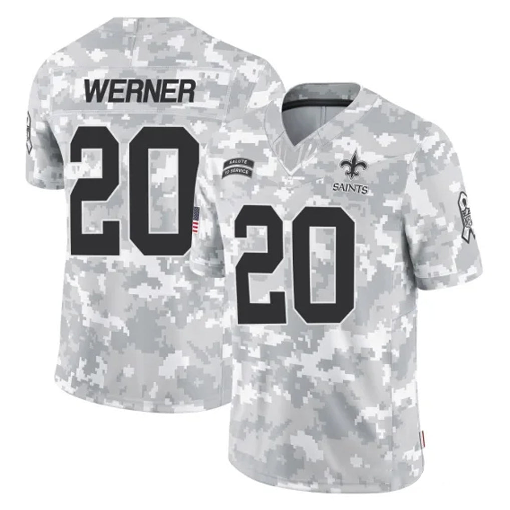 Parkc NO.Saints #20 Pete Werner Player Arctic Camo Salute To Service Limited Game Stitched Jerseys