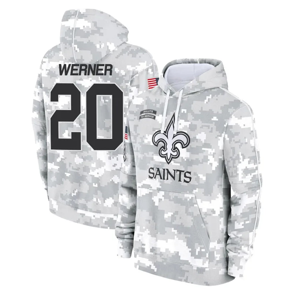 Parkc NO.Saints #20 Pete Werner Player Arctic Camo Salute to Service Pullover Hoodies Limited Game Stitched Jerseys