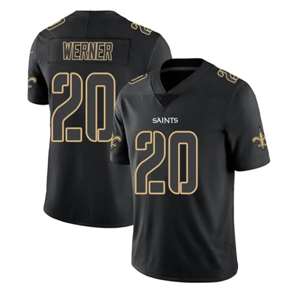 Parkc NO.Saints #20 Pete Werner Player Black Impact Limited Home Game Stitched Jerseys