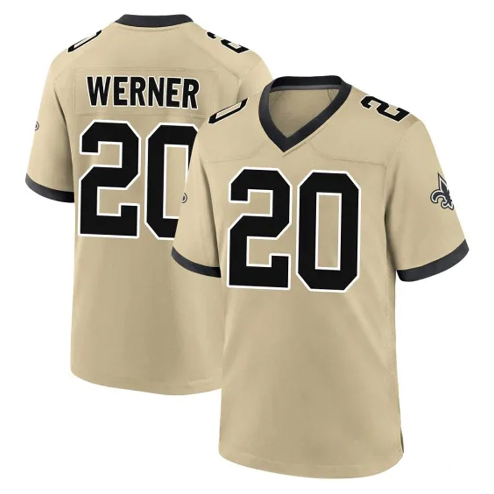 Parkc NO.Saints #20 Pete Werner Player Gold Home Game Stitched Jerseys