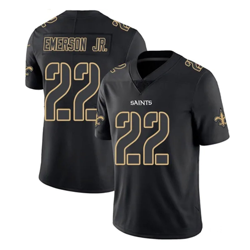 Parkc NO.Saints #22 Martin Emerson Jr. Player Black Impact Limited Home Game Stitched Jerseys