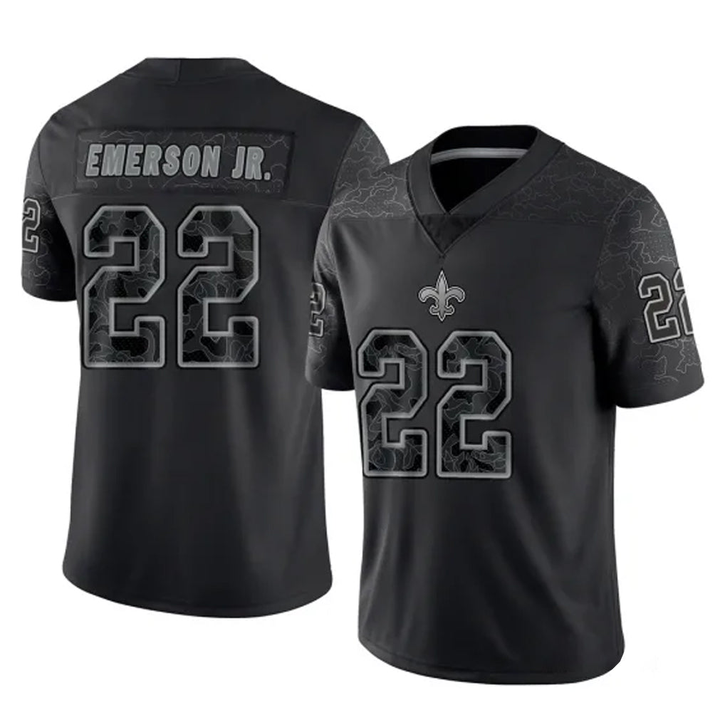 Parkc NO.Saints #22 Martin Emerson Jr. Player Black Limited Reflective Home Game Stitched Jerseys