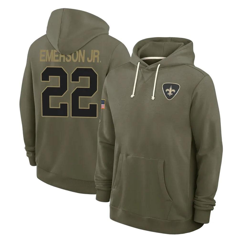 Parkc NO.Saints #22 Martin Emerson Jr. Player Olive Salute to Service Pullover Hoodies Limited Stitched Jerseys