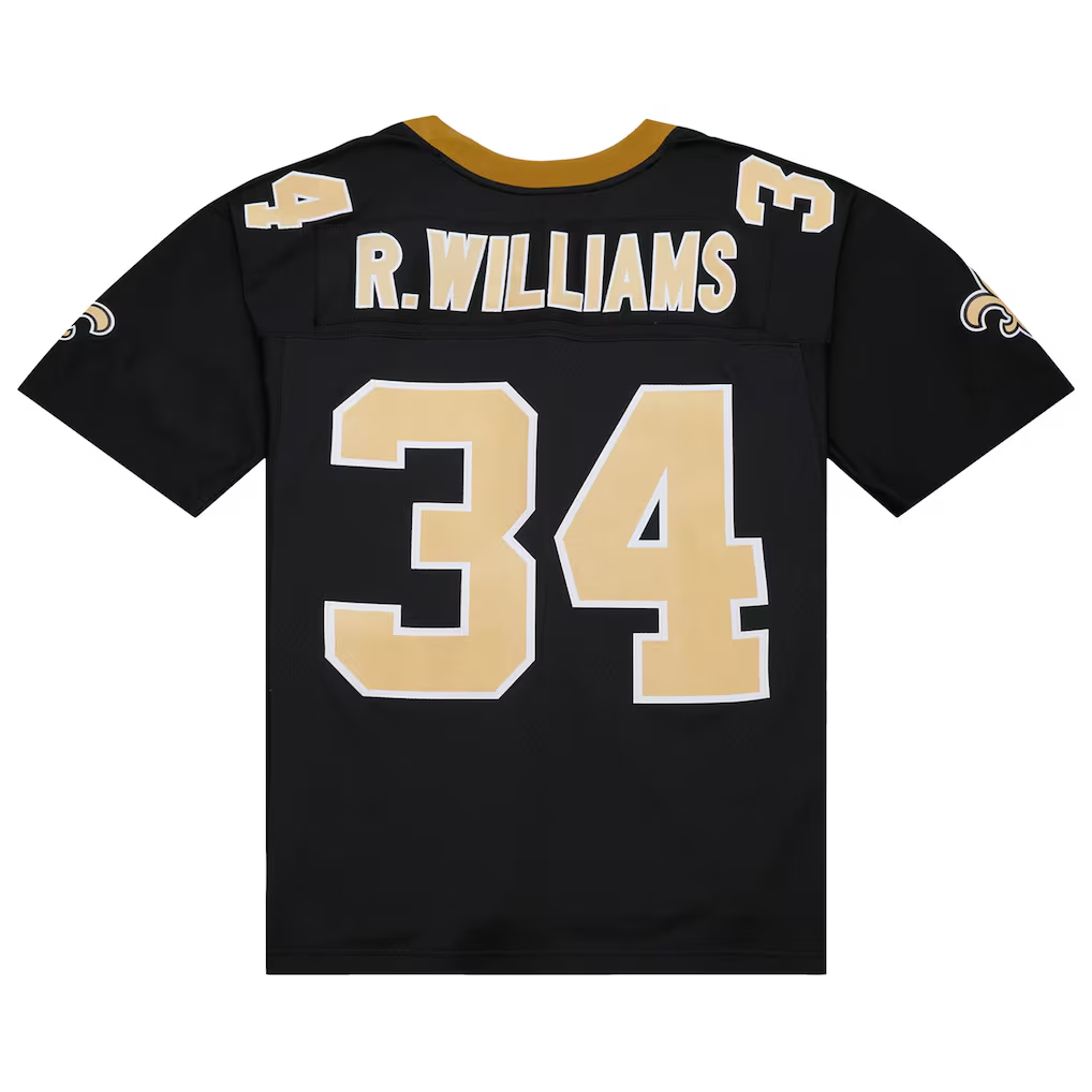 Parkc NO.Saints #34 Ricky Williams Mitchell & Ness Black 1999 Legacy Replica Stitched Puhic Jersey
