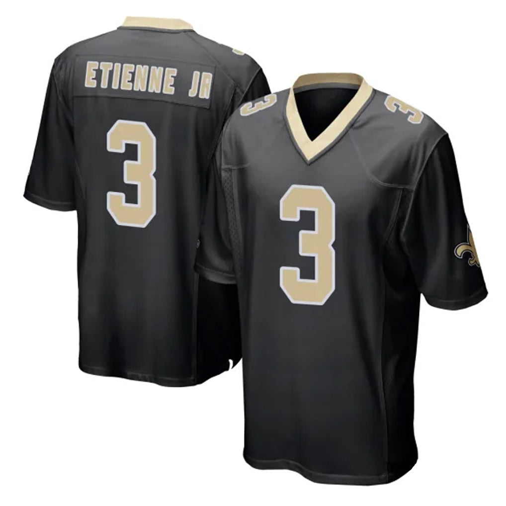 Parkc NO.Saints #3 Travis Etienne Jr. Player Black Home Game Stitched Jerseys