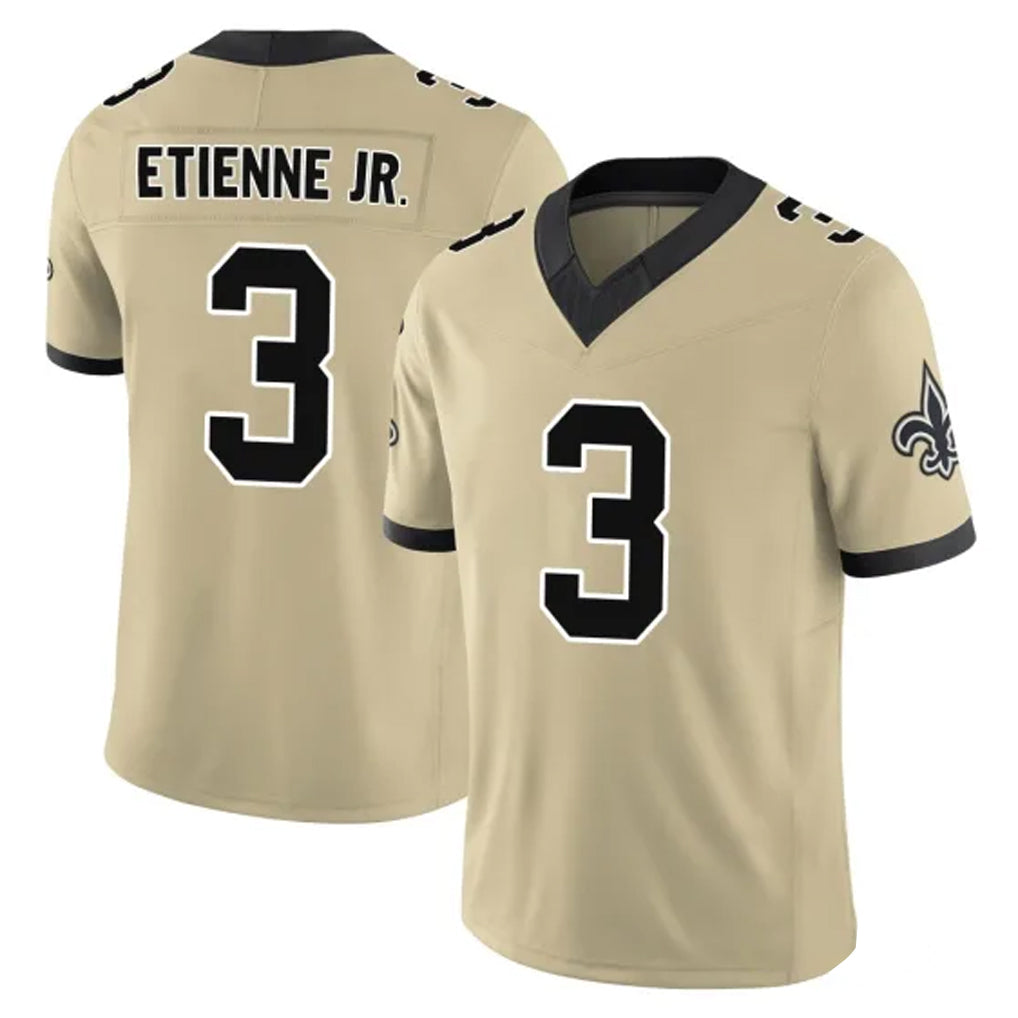 Parkc NO.Saints #3 Travis Etienne Jr. Player Gold Limited Vapor F.U.S.E. Home Game Stitched Jerseys