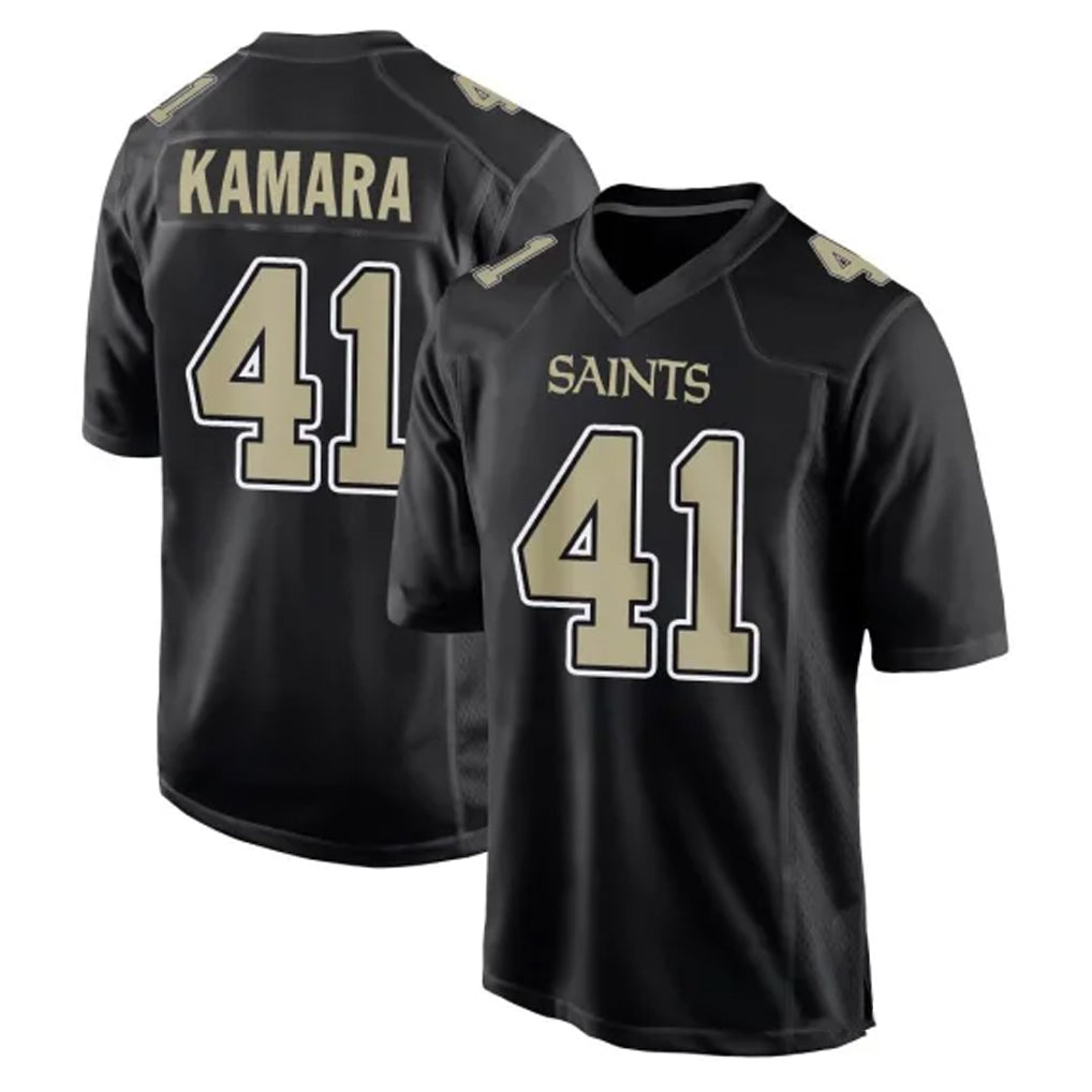 Parkc NO.Saints #41 Alvin Kamara Player Black Carbon Fashion Home Game Stitched Jerseys