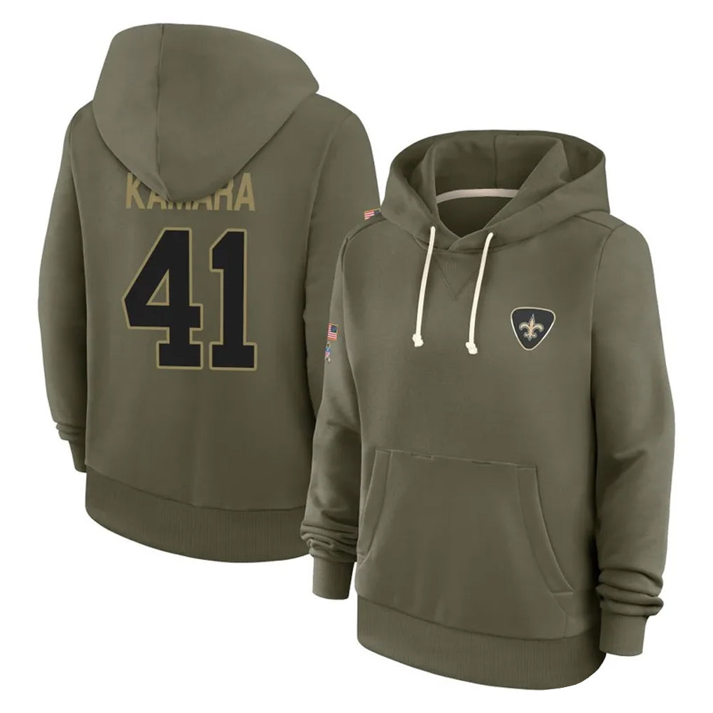 Parkc NO.Saints #41 Alvin Kamara Player Olive Salute to Service Pullover Hoodies Limited Stitched Jerseys
