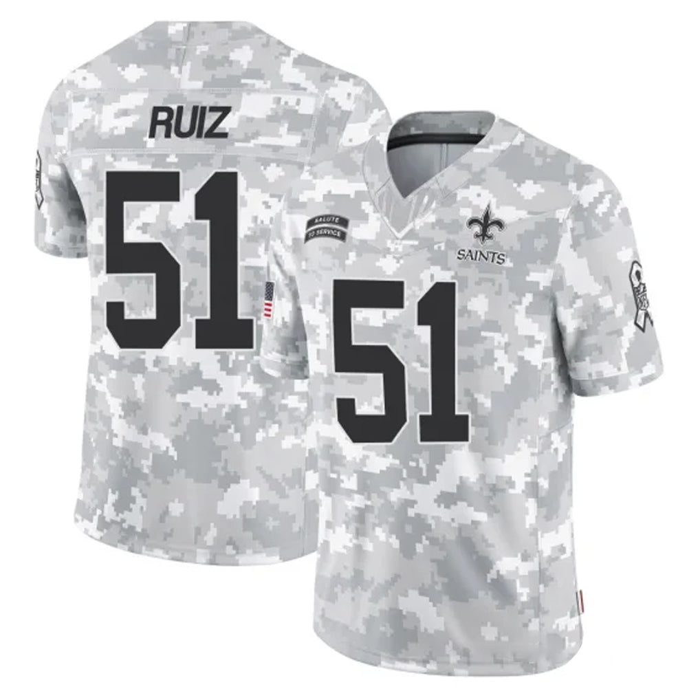 Parkc NO.Saints #51 Cesar Ruiz Player Arctic Camo Salute To Service Limited Game Stitched Jerseys