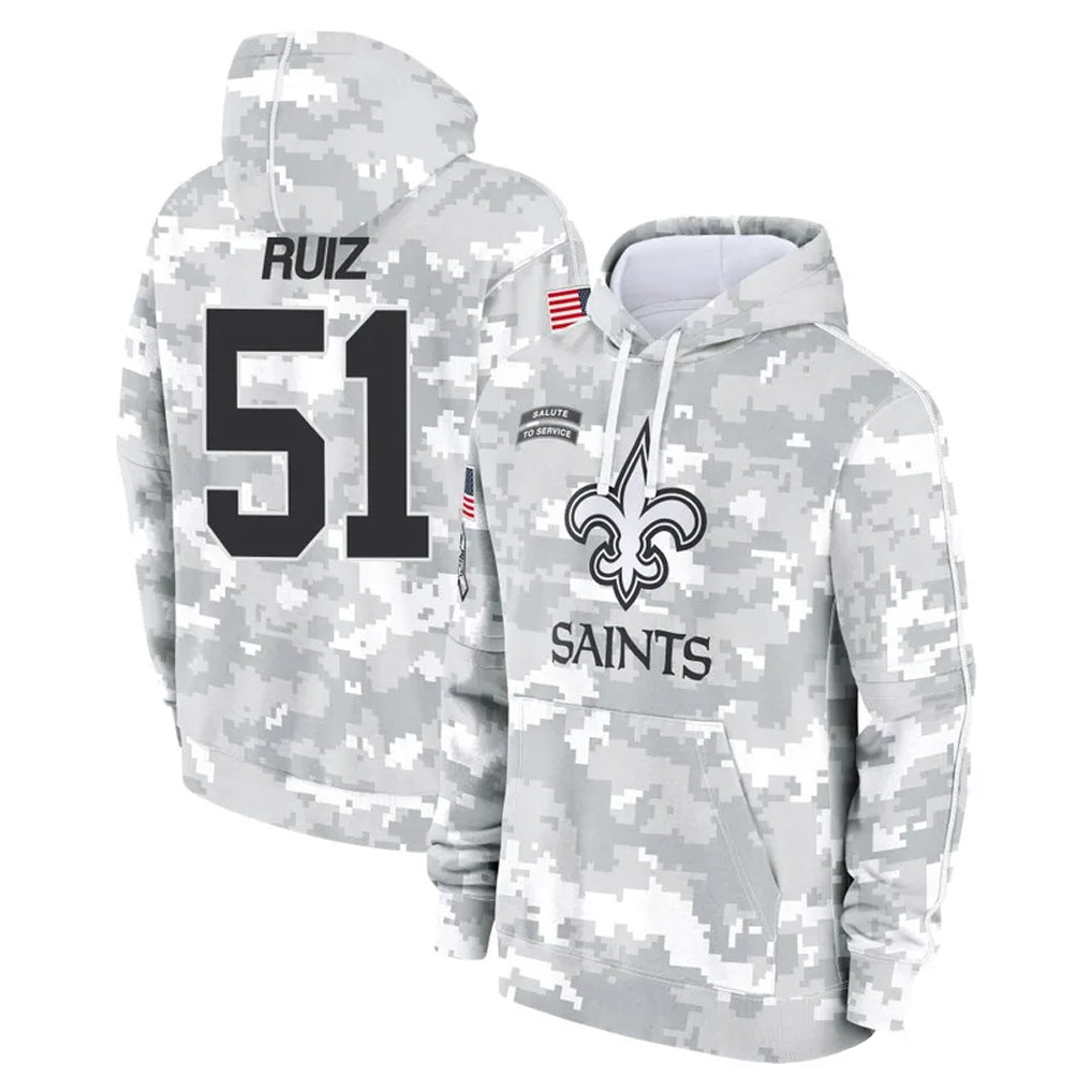 Parkc NO.Saints #51 Cesar Ruiz Player Arctic Camo Salute to Service Pullover Hoodies Limited Game Stitched Jerseys