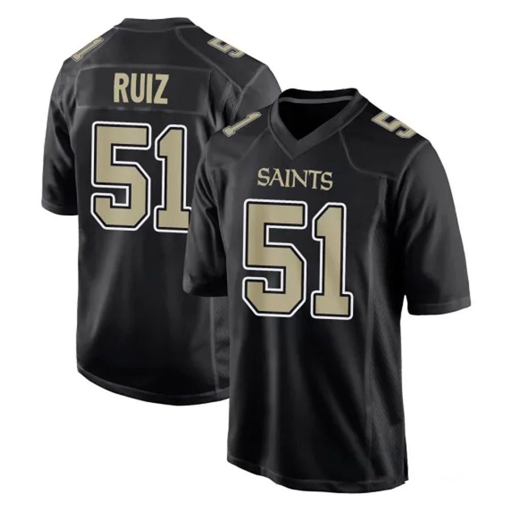 Parkc NO.Saints #51 Cesar Ruiz Player Black Carbon Fashion Home Game Stitched Jerseys