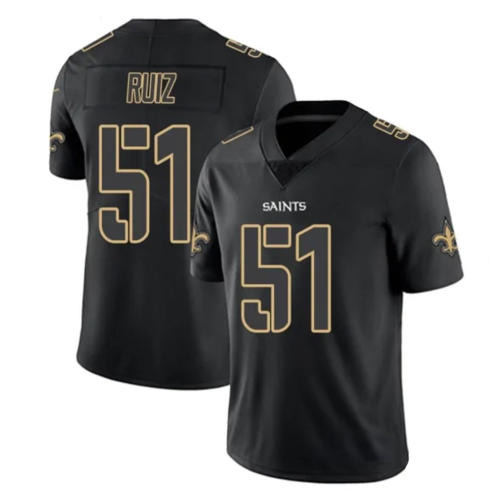 Parkc NO.Saints #51 Cesar Ruiz Player Black Impact Limited Home Game Stitched Jerseys