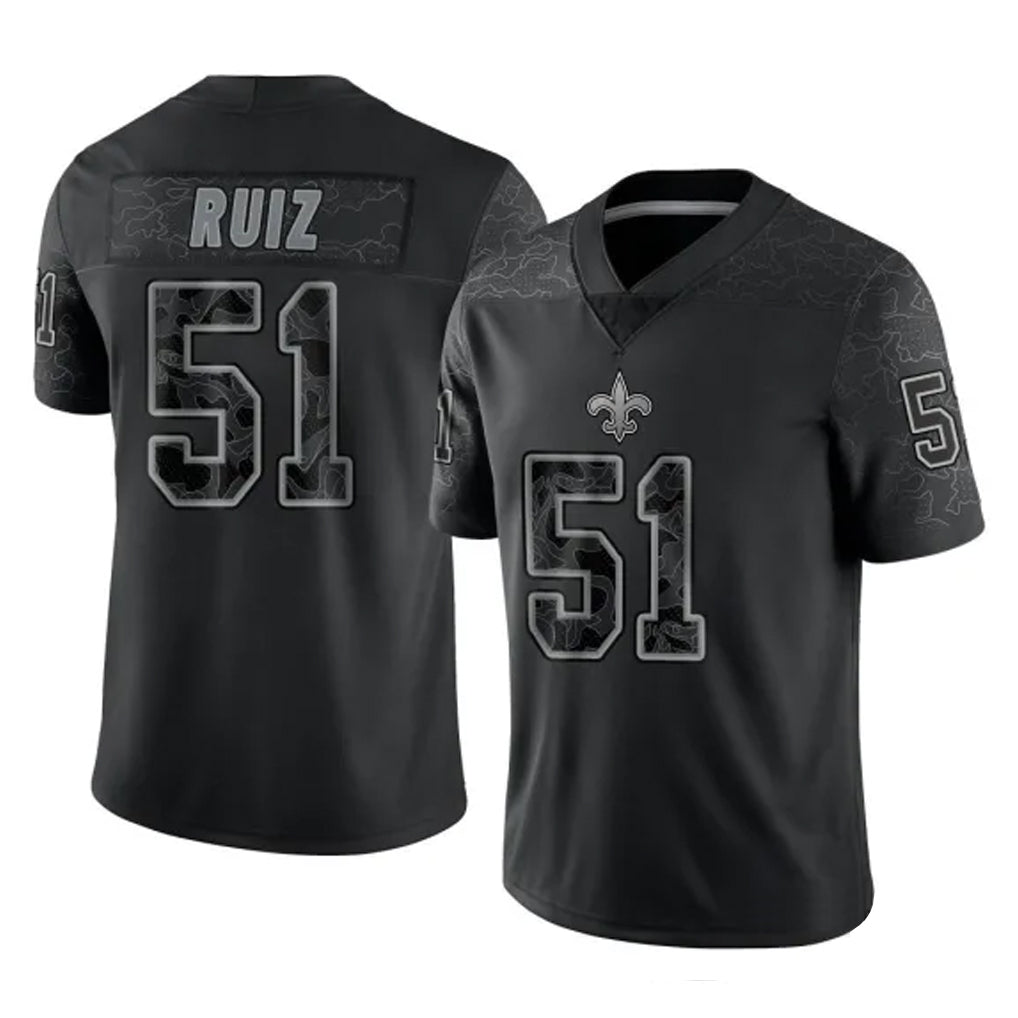 Parkc NO.Saints #51 Cesar Ruiz Player Black Limited Reflective Home Game Stitched Jerseys