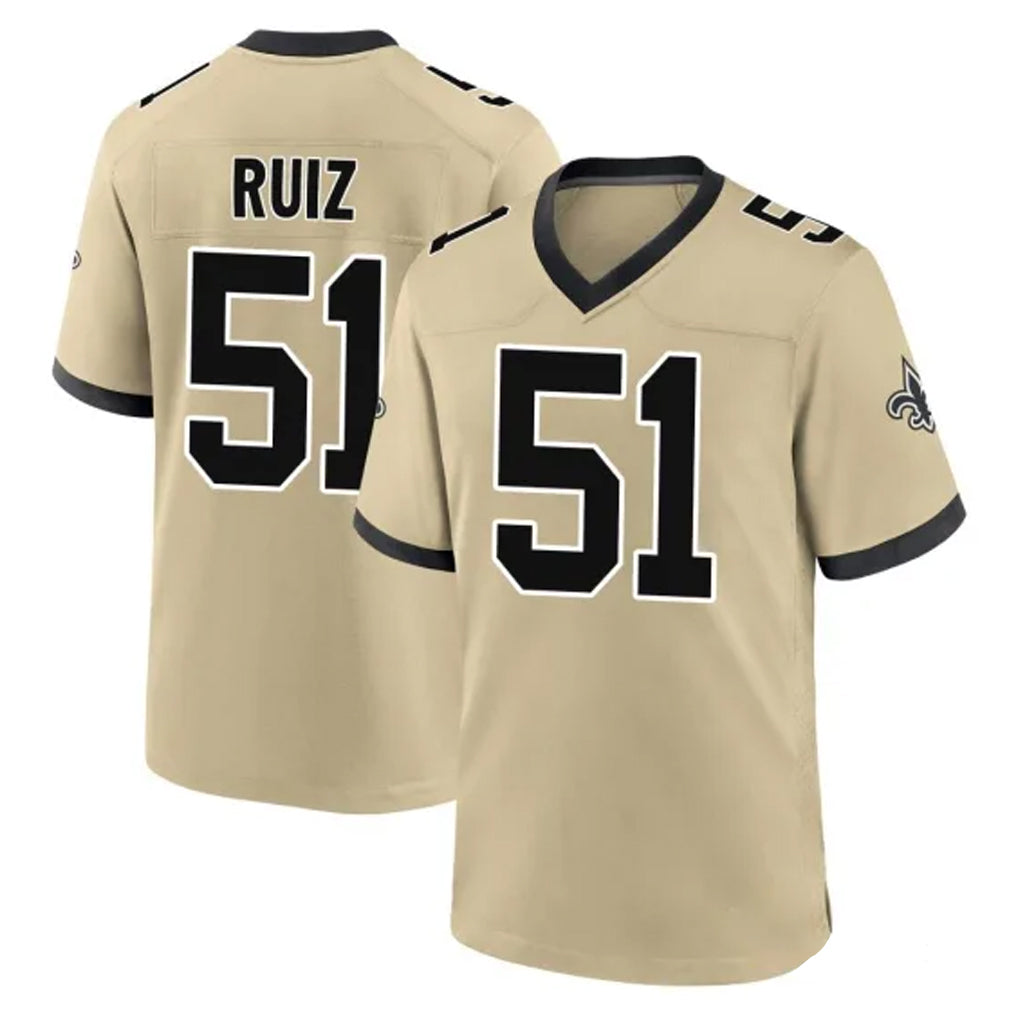 Parkc NO.Saints #51 Cesar Ruiz Player Gold Home Game Stitched Jerseys