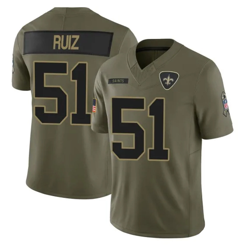Parkc NO.Saints #51 Cesar Ruiz Player Olive 2025 Salute To Service Limited Stitched Jerseys