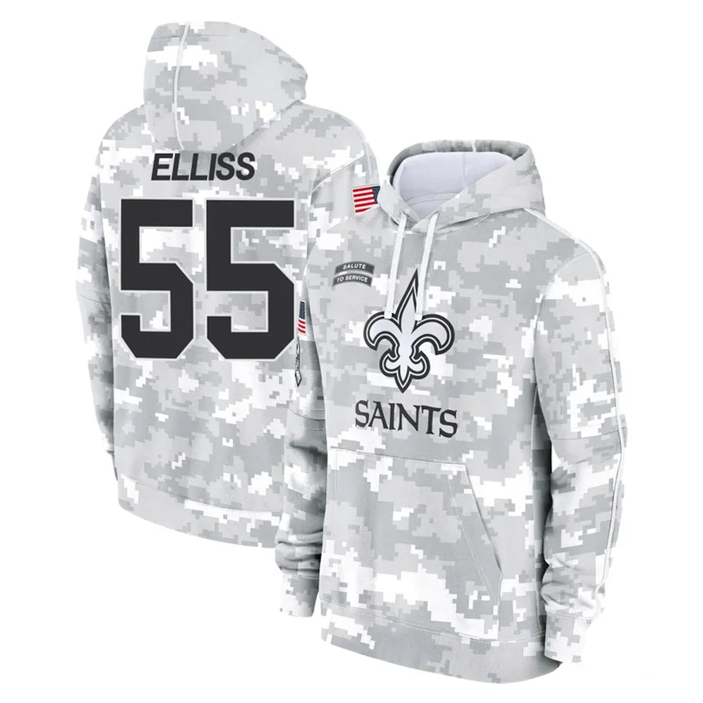Parkc NO.Saints #55 Kaden Elliss Player Arctic Camo Salute to Service Pullover Hoodies Limited Game Stitched Jerseys