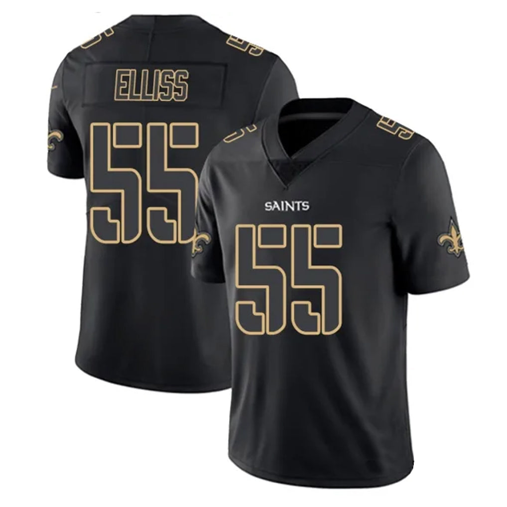 Parkc NO.Saints #55 Kaden Elliss Player Black Impact Limited Home Game Stitched Jerseys