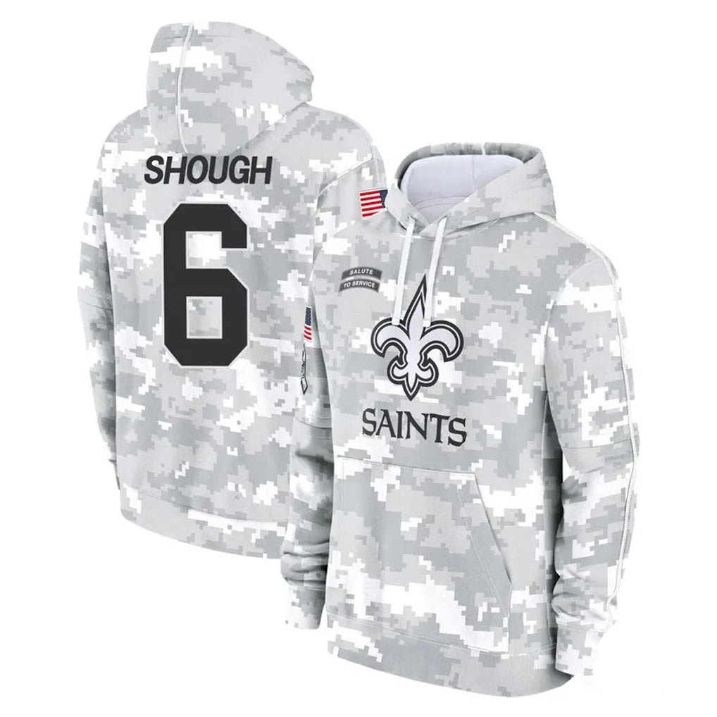 Parkc NO.Saints #6 Tyler Shough Player Arctic Camo Salute to Service Pullover Hoodies Limited Game Stitched Jerseys