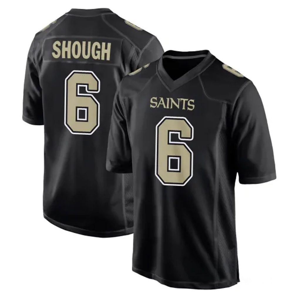 Parkc NO.Saints #6 Tyler Shough Player Black Carbon Fashion Home Game Stitched Jerseys