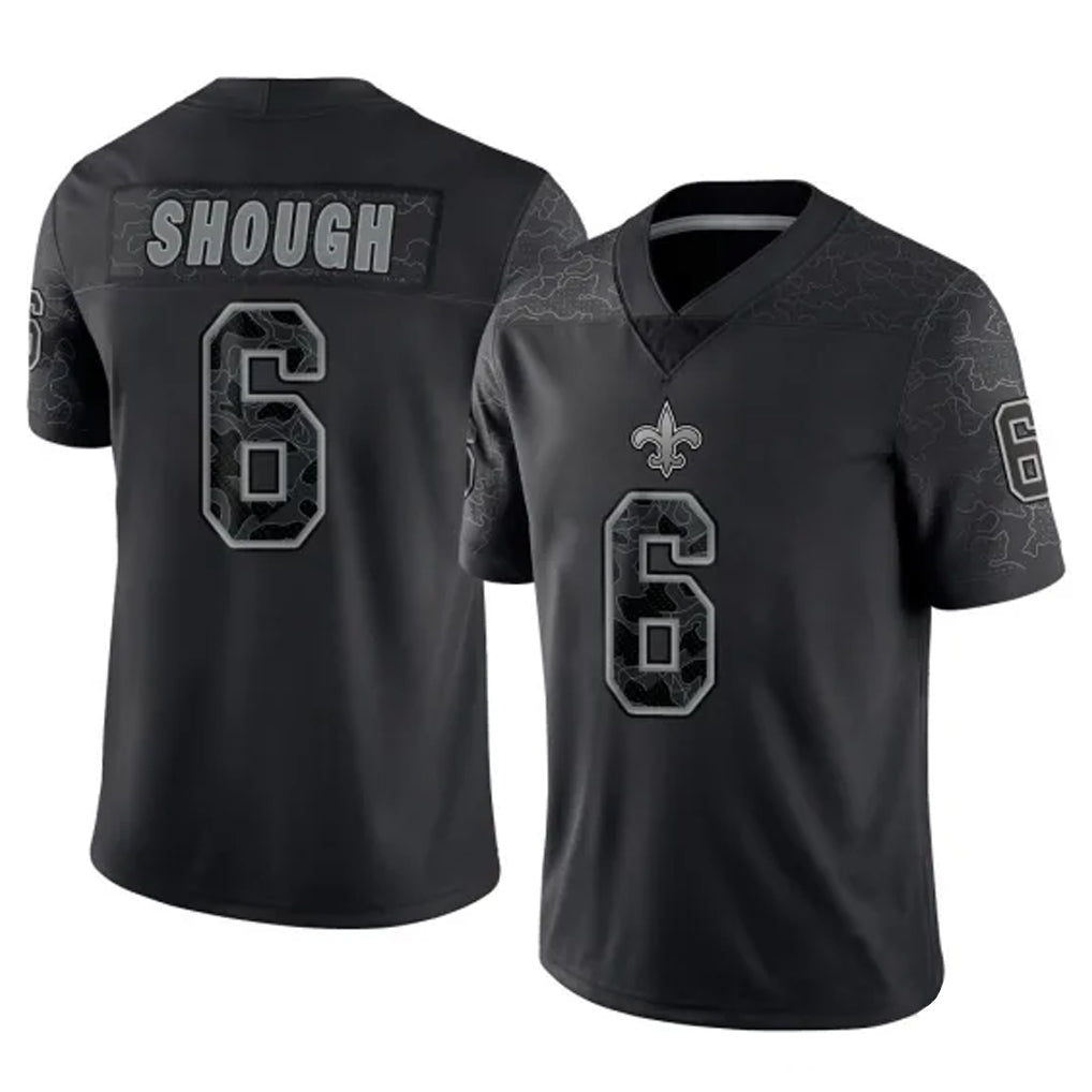 Parkc NO.Saints #6 Tyler Shough Player Black Limited Reflective Home Game Stitched Jerseys