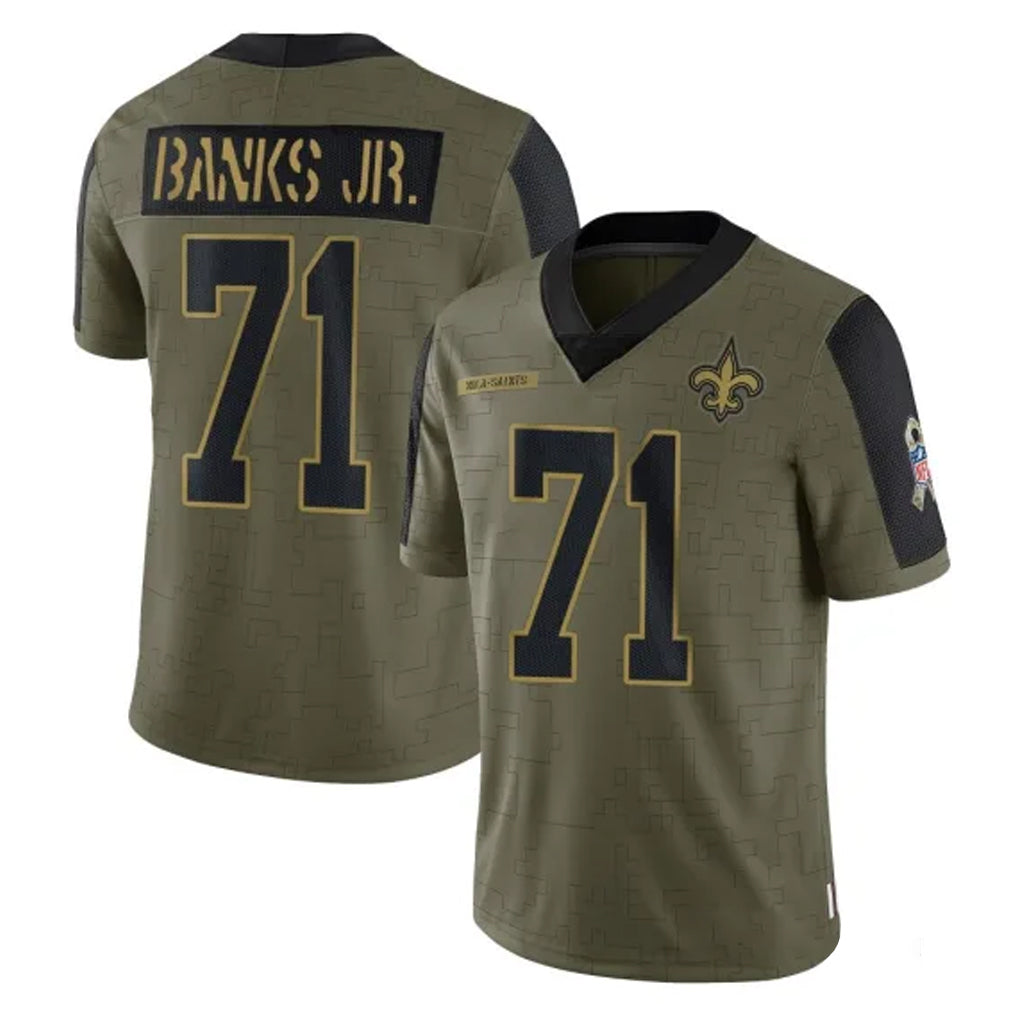Parkc NO.Saints #71 Kelvin Banks Jr. Player Olive Salute To Service Limited Game Stitched Jerseys