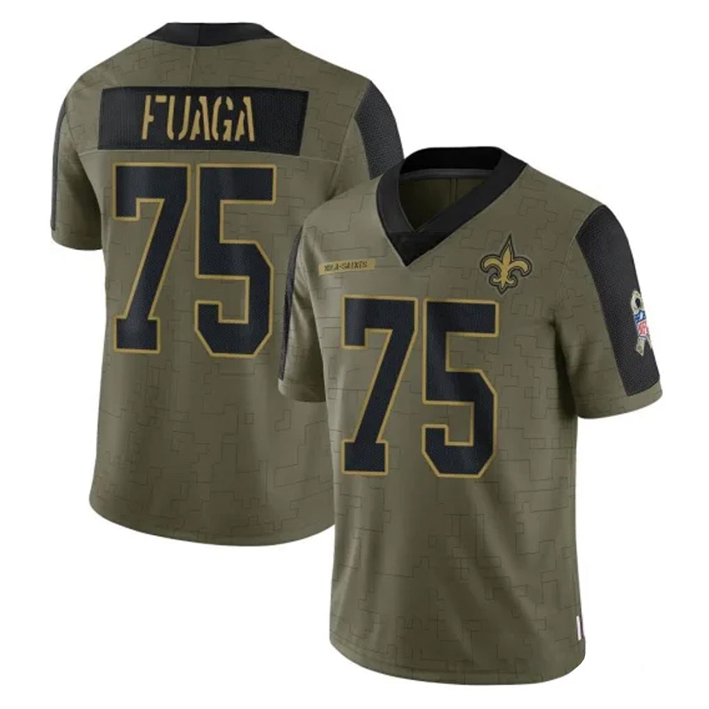 Parkc NO.Saints #75 Taliese Fuaga Player Olive Salute To Service Limited Game Stitched Jerseys