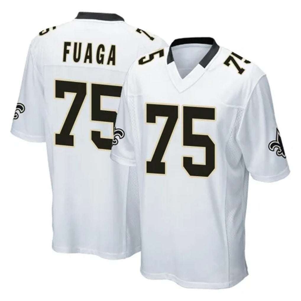 Parkc NO.Saints #75 Taliese Fuaga Player White Home Game Stitched Jerseys