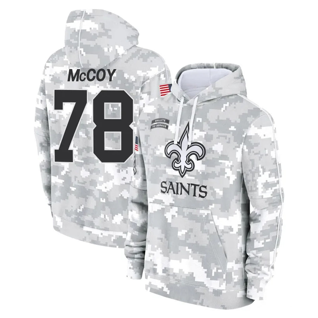 Parkc NO.Saints #78 Erik McCoy Player Arctic Camo Salute to Service Pullover Hoodies Limited Game Stitched Jerseys