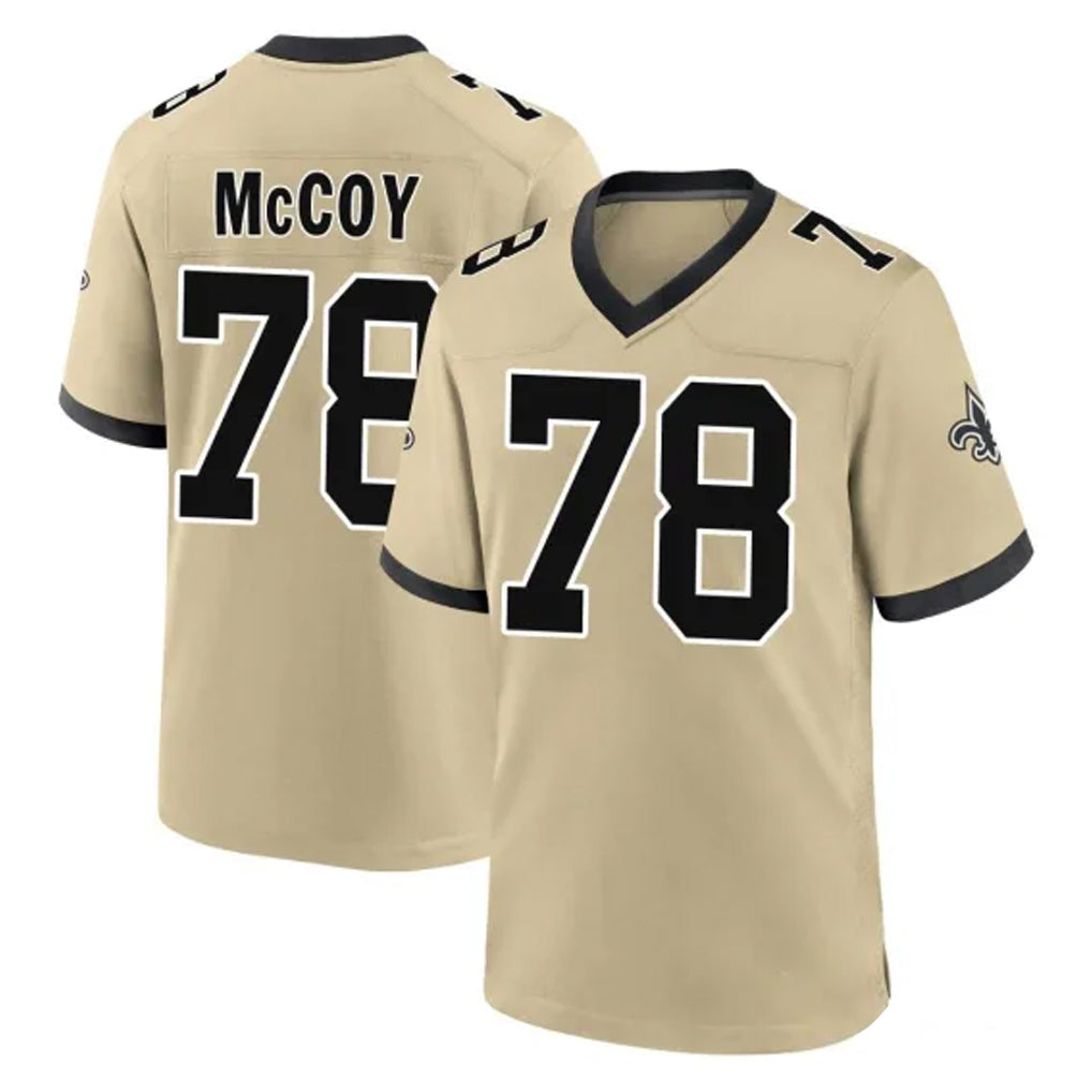 Parkc NO.Saints #78 Erik McCoy Player Gold Home Game Stitched Jerseys