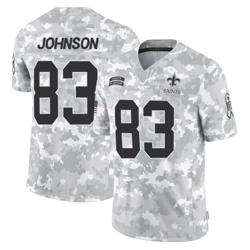 Parkc NO.Saints #83 Juwan Johnson Player Arctic Camo Salute To Service Limited Game Stitched Jerseys