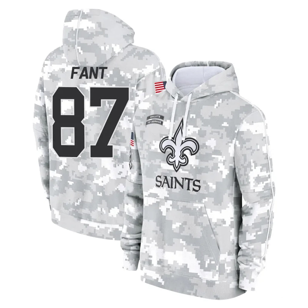Parkc NO.Saints #87 Noah Fant Player Arctic Camo Salute to Service Pullover Hoodies Limited Game Stitched Jerseys