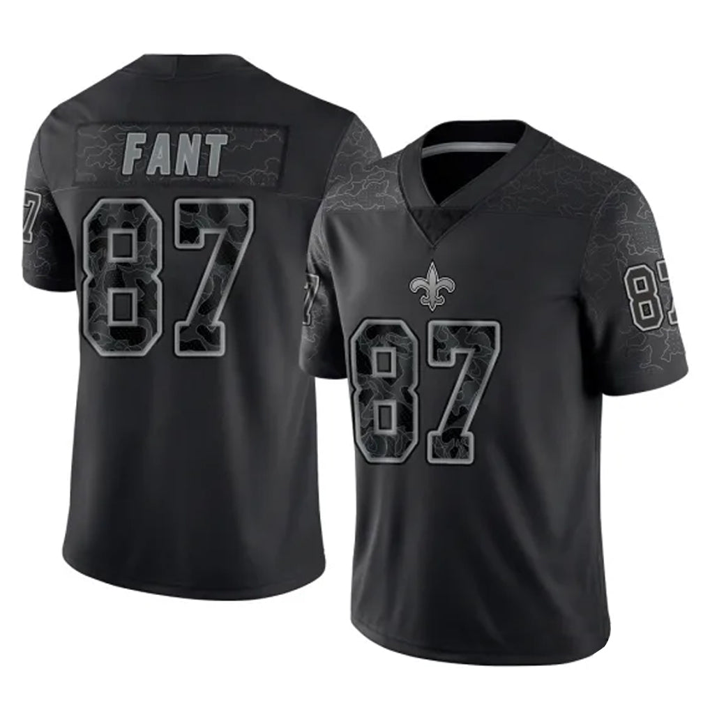 Parkc NO.Saints #87 Noah Fant Player Black Limited Reflective Home Game Stitched Jerseys