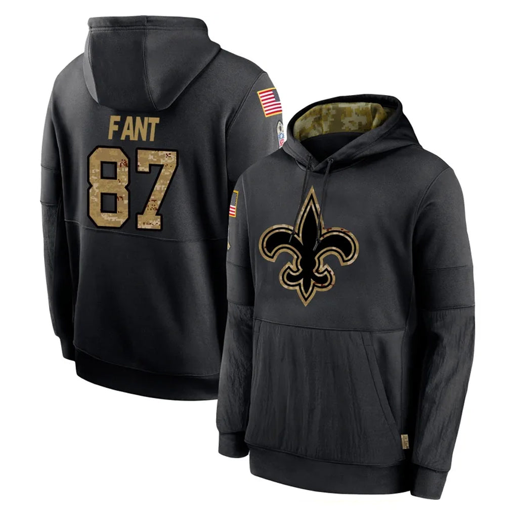 Parkc NO.Saints #87 Noah Fant Player Black Salute to Service Hoodies Limited Game Stitched Jerseys