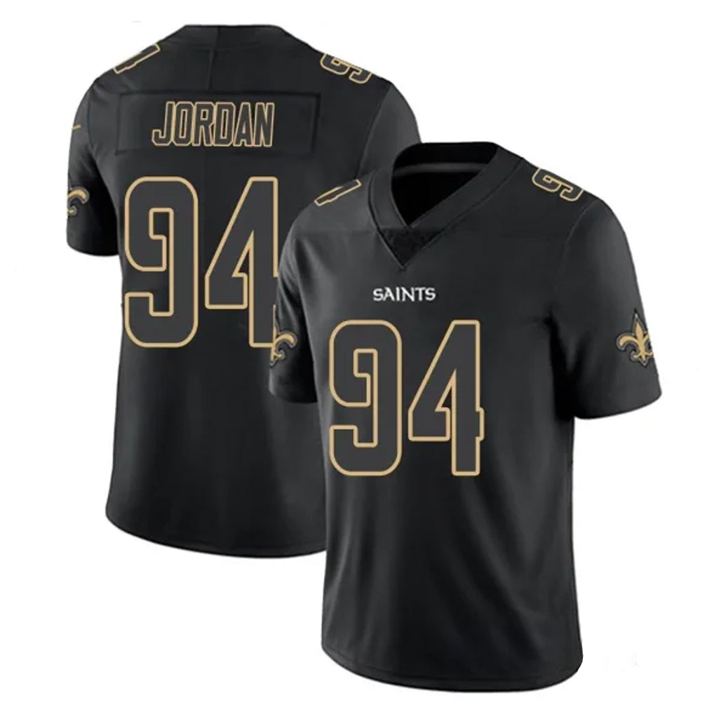 Parkc NO.Saints #94 Cameron Jordan Player Black Impact Limited Home Game Stitched Jerseys