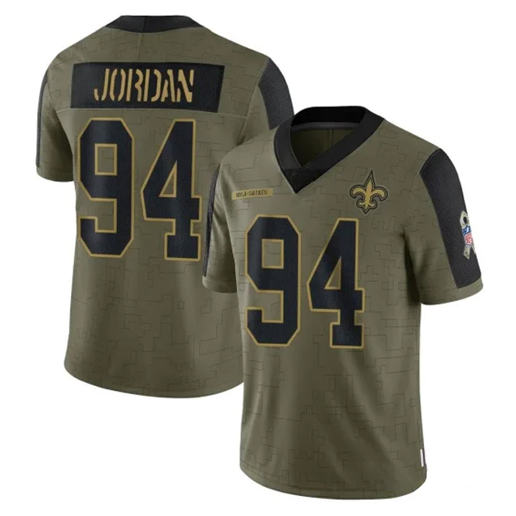 Parkc NO.Saints #94 Cameron Jordan Player Olive Salute To Service Limited Game Stitched Jerseys