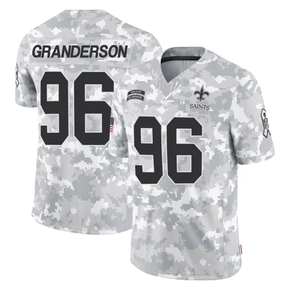 Parkc NO.Saints #96 Carl Granderson Player Arctic Camo Salute To Service Limited Game Stitched Jerseys