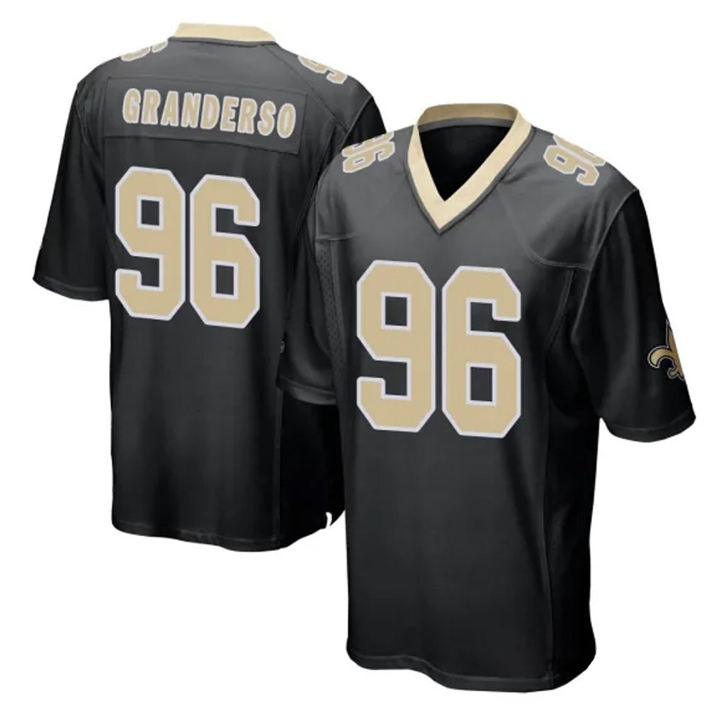 Parkc NO.Saints #96 Carl Granderson Player Black Home Game Stitched Jerseys