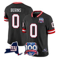 Parkc NY.Giants #0 Brian Burns Player Black 100th Season & State Patch Vapor Limited Home Game Stitched Jerseys