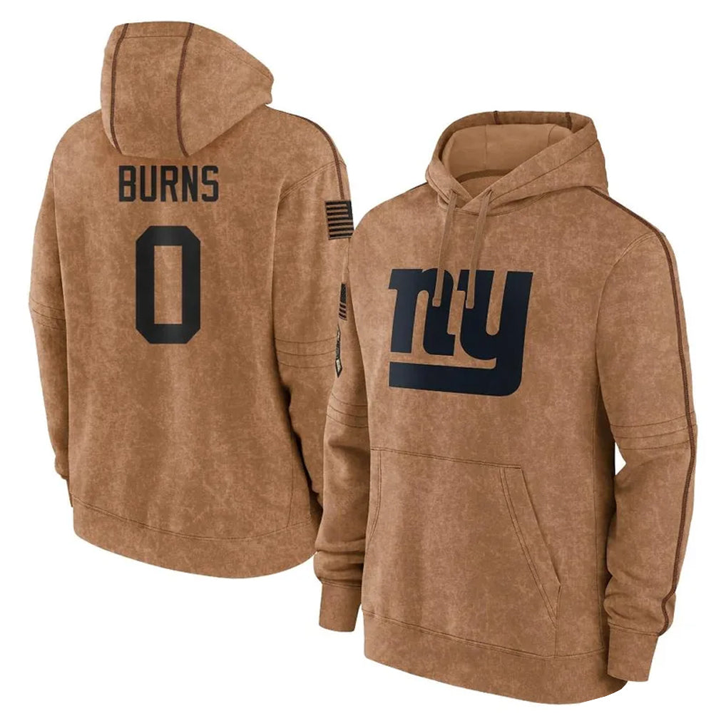 Parkc NY.Giants #0 Brian Burns Player Brown Salute to Service Pullover Hoodies Limited Game Stitched Jerseys