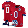 Parkc NY.Giants #0 Brian Burns Player Red 100th Season & State Patch Vapor Limited Home Game Stitched Jerseys