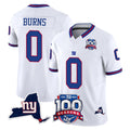 Parkc NY.Giants #0 Brian Burns Player White 100th Season & State Patch Vapor Limited Home Game Stitched Jerseys