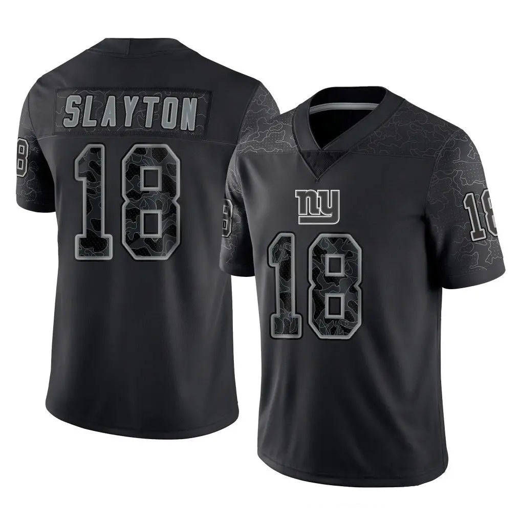 Parkc NY.Giants #18 Darius Slayton Player Black Limited Reflective Home Game Stitched Jerseys