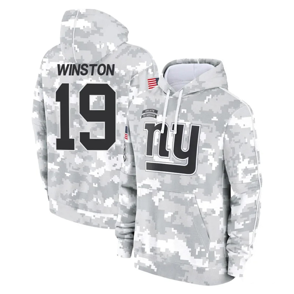 Parkc NY.Giants #19 Jameis Winston Player Arctic Camo Salute to Service Pullover Hoodies Limited Game Stitched Jerseys