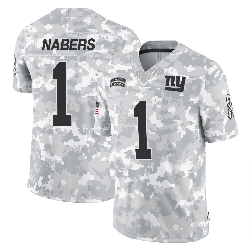Parkc NY.Giants #1 Malik Nabers Player Arctic Camo Salute To Service Limited Game Stitched Jerseys