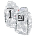 Parkc NY.Giants #1 Malik Nabers Player Arctic Camo Salute to Service Pullover Hoodies Limited Game Stitched Jerseys