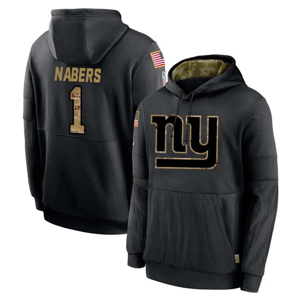 Parkc NY.Giants #1 Malik Nabers Player Black Salute to Service Hoodies Limited Game Stitched Jerseys
