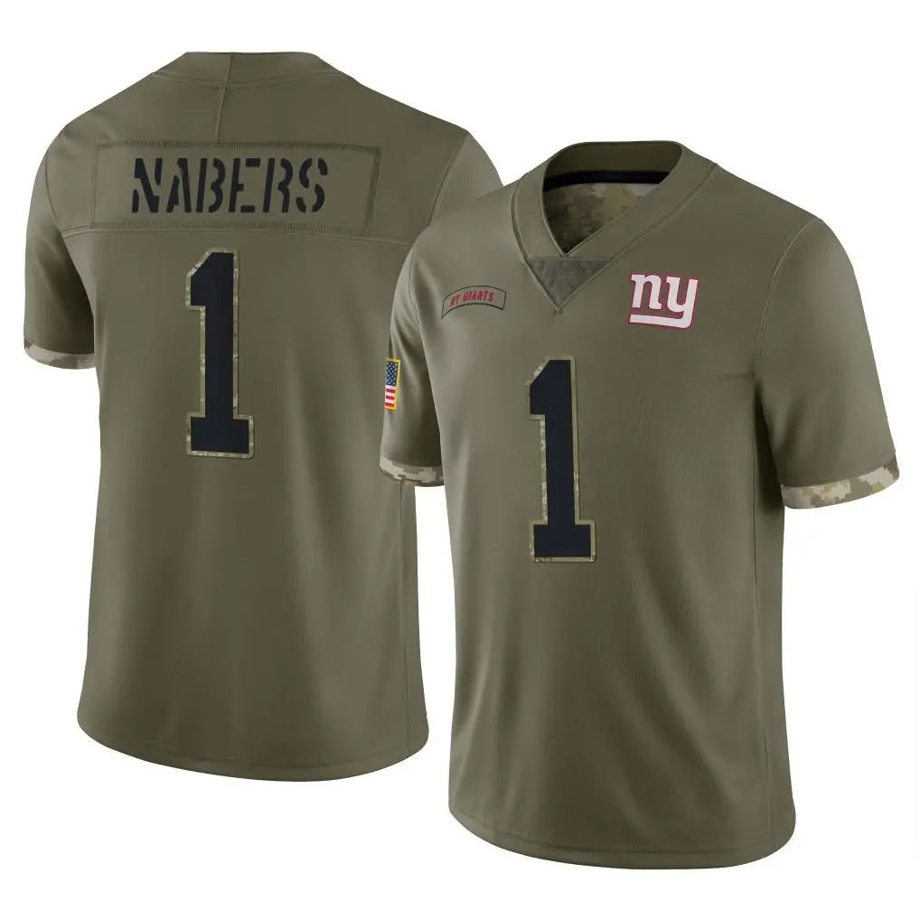 Parkc NY.Giants #1 Malik Nabers Player Olive Salute To Service Limited Stitched Jerseys